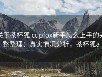 关于茶杯狐 cupfox新手怎么上手的完整整理：真实情况分析，茶杯狐a